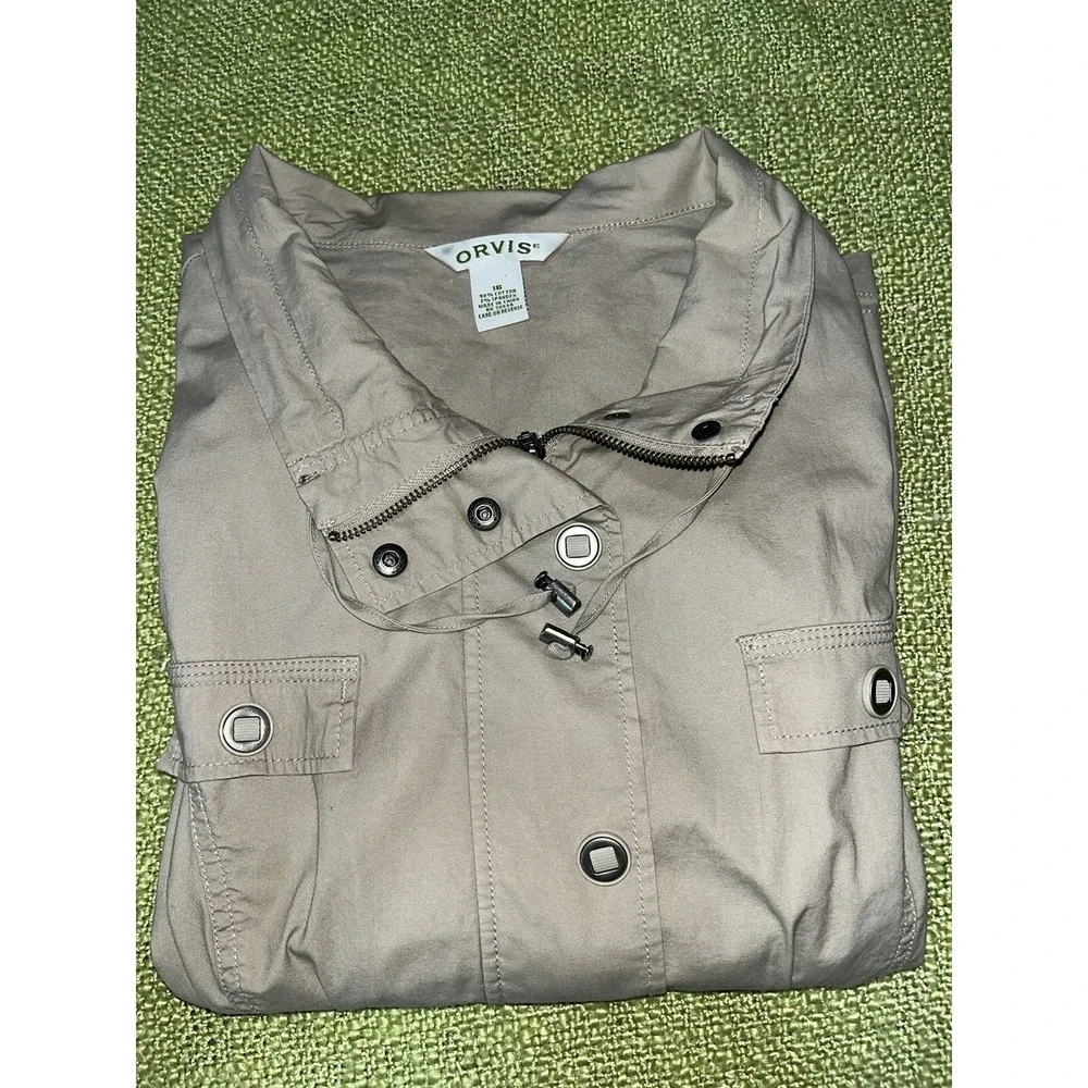 Orvis Womens Utility Jacket  womens 16, Khaki ‎ Pockets , Zip , Lightweight